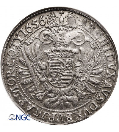 Węgry (Święte Cesarstwo Rzymskie). Ferdynand III, 1625-1637-1657. Talar (Reichstaler) 1656 KB, Kremnica - NGC UNC Details