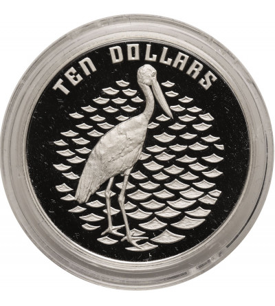 Australia. 10 dollars 1991, The Birds of Australia, Jabiru -  Piedfort / Piefort Proof