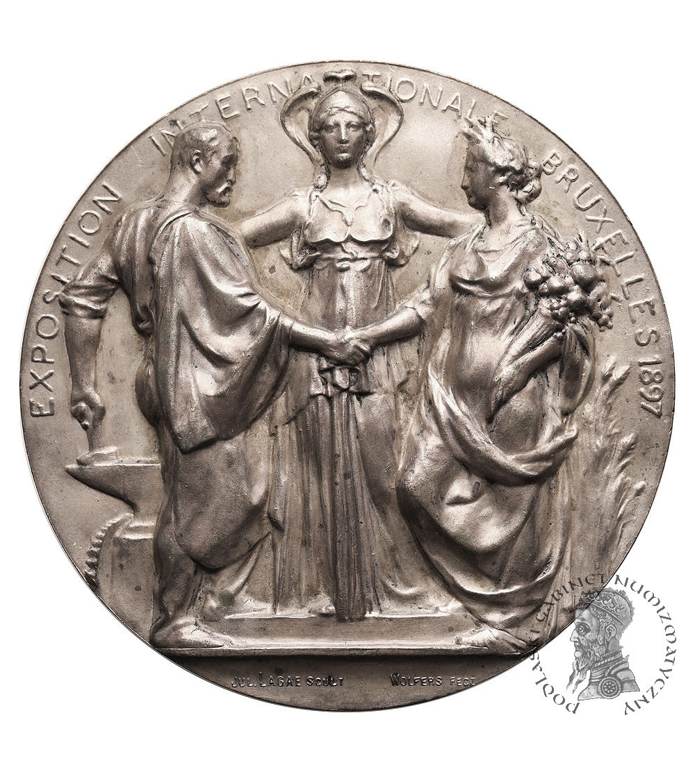 Belgia, Leopold II (1865-1909). Medal 1897, upamiętniający Międzynarodową Wystawę w Brukseli