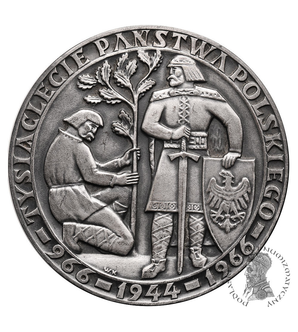 Poland, PRL. Medal 1966, the Thousandth Anniversary of Poland - silver plated (S. Niewitecki)