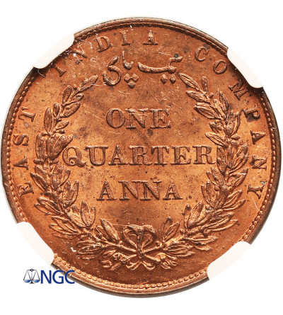 India British, 1/4 Anna 1858 - NGC MS 64 RB