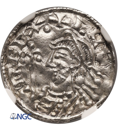Anglia. Knut 1016-1035 AD. AR Penny (Denar), typu Short cross, Cinsige / Dover - NGC AU 58