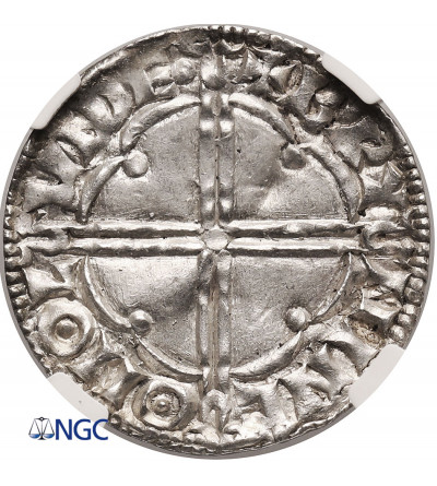 Anglia. Knut 1016-1035. AR Penny (Denar), typu Quatrefoil, ok. 1017-1023, Londyn / Bruninc - NGC UNC Details