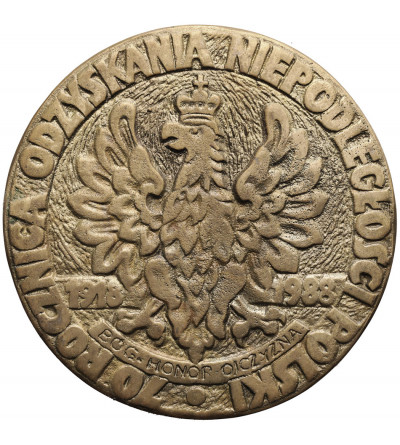 Poland, PRL (1952-1989). Medal 1988, Marshal of Poland Jozef Pilsudski, 70th Anniversary of Poland's Independence