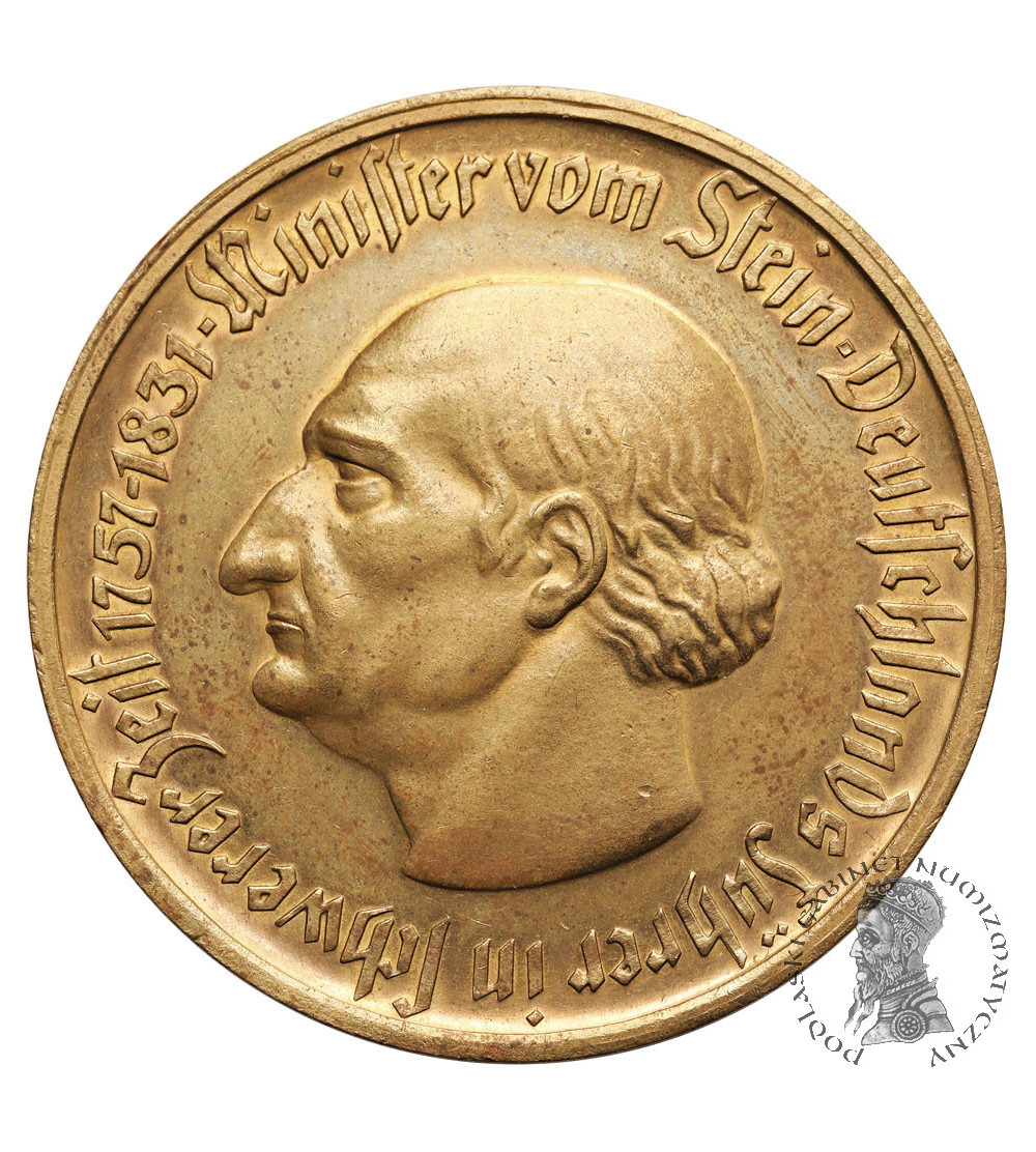 Niemcy, Westfalia. Notgeld, 10000 marek 1923, Minister von Stein - brąz złocony