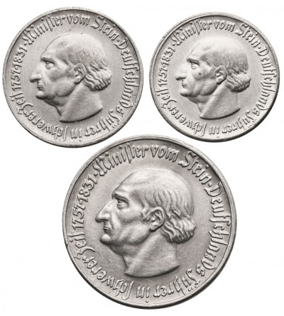 Germany, Westfalen / Westphalia. Notgeld, 50 Pfennig, 1 and 5 Mark 1923, Minister von Stein - aluminium