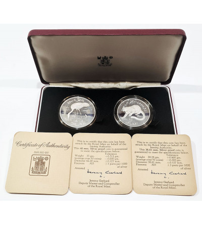 Afghanistan. Proof Set of 250 and 500 Afghanis 1978, World Wildlife Conservation, Snow Leopard and Siberian Crane