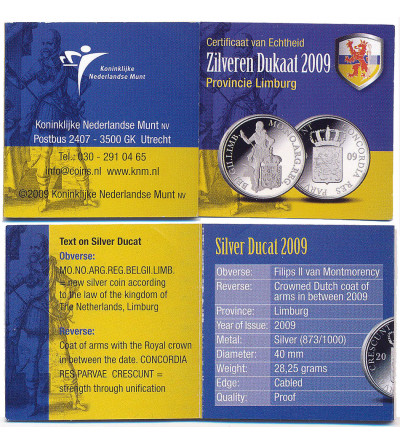 Niderlandy (Holandia) Królestwa. Talar (Silver Ducat / Srebrny Dukat) 2009, Prowincja Limburg