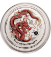 Australia. 2 Dollars 2012 P, Year of the Dragon (Dragon colored red, brown and yellow) - 2 Oz .999 Silver