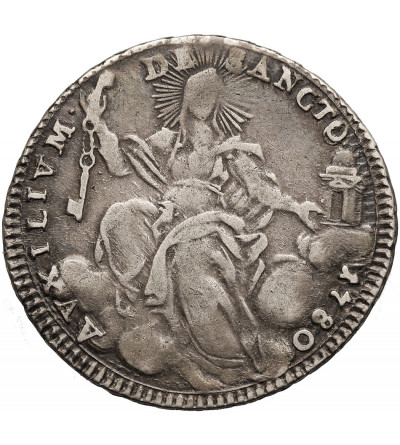 Watykan (Państwo Papieskie). Doppio (1/5 Scudo / 2 Giulio) 1780 AN VI, Rzym, Pius VI (Sextus) 1775-1799