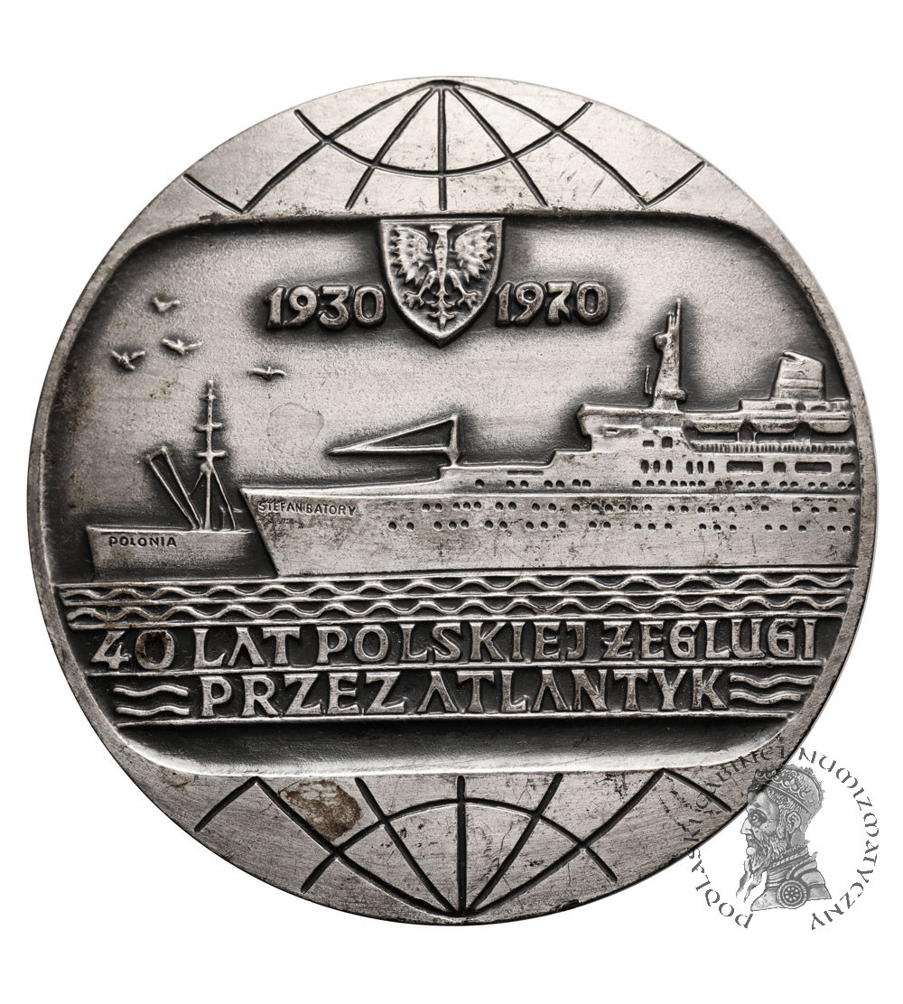 Poland, PRL (1952–1989). Medal 1970. 40 Years of Polish Navigation across the Atlantic