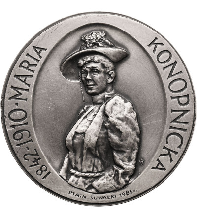 Polska, PRL (1952-1989). Medal w 75. rocznicę śmierci Marii Konopnickiej, 1985 - srebro .925, rzadki!