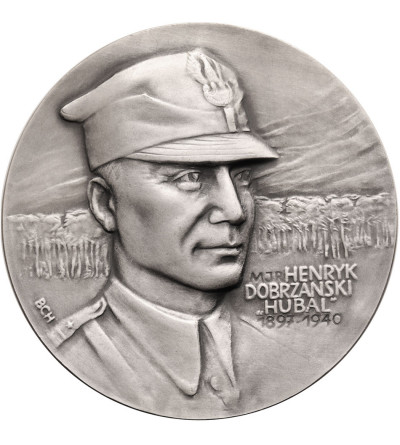 Polska, Jasło. Medal 1990, 50. Rocznica Śmierci Majora Henryka Dobrzańskiego ps ,,Hubal'', srebro .925, rzadki!