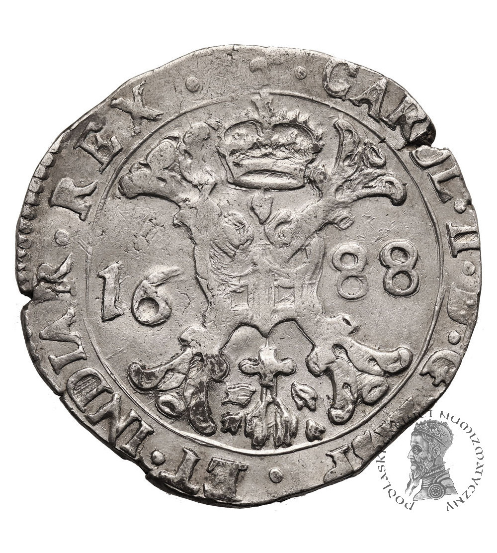 Niderlandy Hiszpańskie (Belgia). 1/2 Talara (1/2 Patagona) 1688, Flandria, mennica Brugia, Karol II