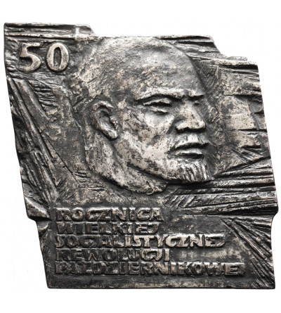 Poland, PRL (1952-1989). Plaque 1967, 50th Anniversary of the Great October Socialist Revolution, Lenin