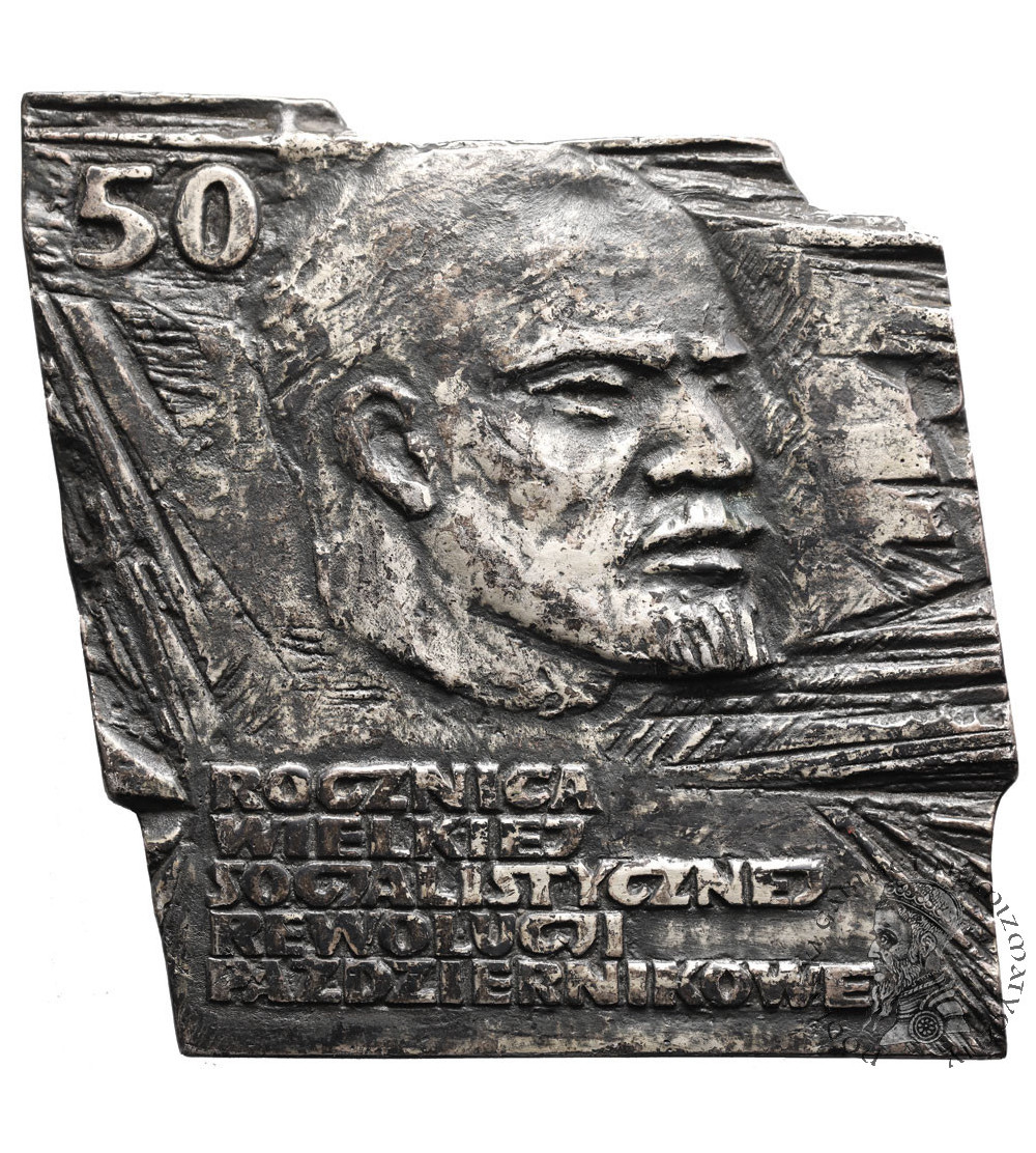 Poland, PRL (1952-1989). Plaque 1967, 50th Anniversary of the Great October Socialist Revolution, Lenin