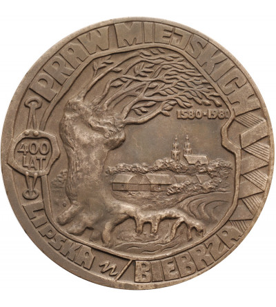 Polska, PRL (1952–1989), Lipsk. Medal 1977, 400 Lat Praw Miejskich Lipska nad Biebrzą