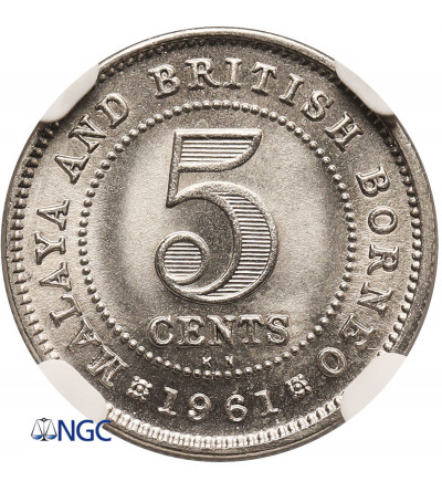 Malaya & British Borneo. 5 Cents 1961 KN - NGC MS 67