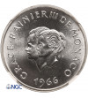 Monako. 10 franków 1966, Dziesiąta rocznica Ślubu Grace Kelly i Rainiera III - NGC MS 67