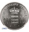 Monaco. 10 Francs 1966, 10th Anniversary Wedding Grace Kelly and Rainier III - NGC MS 67