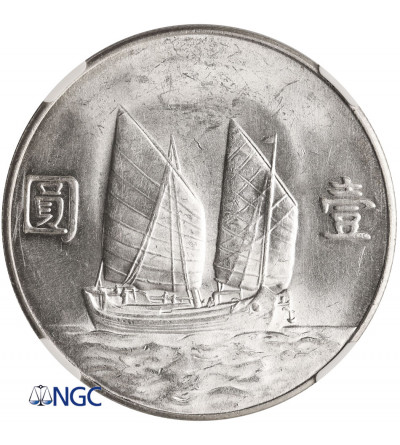Chiny Republika. 1 dolar, rok 23 (1934), Dżonka - NGC MS 61