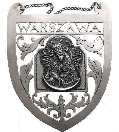 Poland, Republic of Poland 1918-1939, Warsaw. Silver plaque / guttergraph with Our Lady of the Dawn Gate