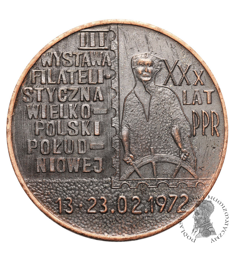 Poland, PRL (1952-1989), Ostrów Wielkopolski. Medal 1972, XXX Years of PPR, III Philatelic Exhibition