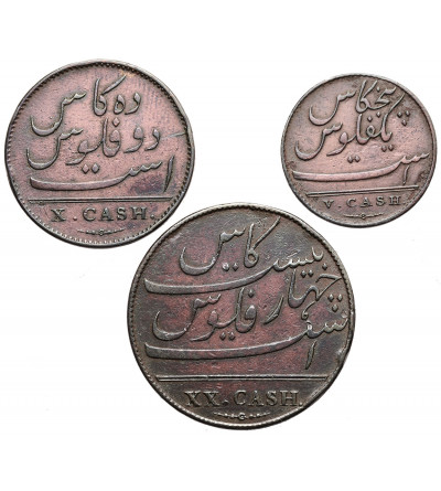 India British, (East India Company). Set 5, 10, 20 Cash 1803, Madras Presidency