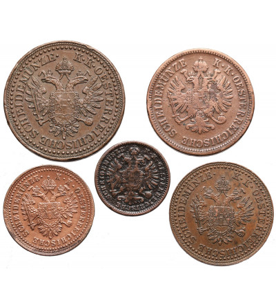 Austria. Zestaw miedzianych monet XIX wiek - 5 sztuk