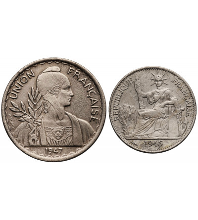 Indochiny Francuskie. Zestaw: 50 centów 1946, 1 Piastre 1947