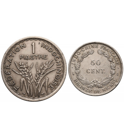 Indochiny Francuskie. Zestaw: 50 centów 1946, 1 Piastre 1947