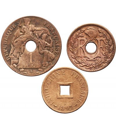 Indochiny Francuskie. Zestaw monet 1897-1939, 3 sztuki