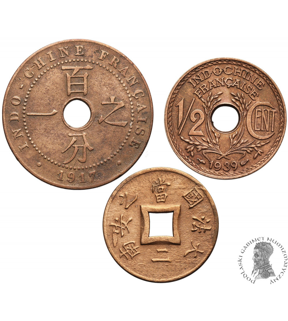 Indochiny Francuskie. Zestaw monet 1897-1939, 3 sztuki