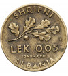 Albania, Italian Occupation WWII. 0,05 Lek 1940 R, Rome, Vittorio Emanuele III 1939-1943