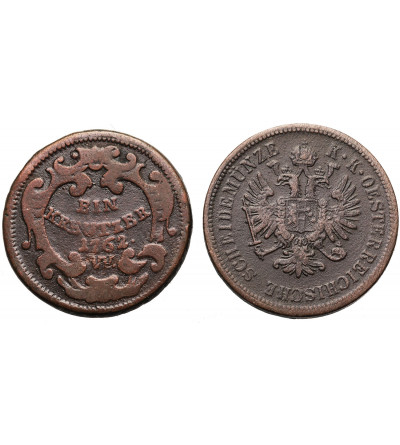 Austria (Święte Cesarstwo Rzymskie). Zestaw: 1 krajcar 1762 W, Wiedeń, 4 krajcary 1860 B, Kremnica