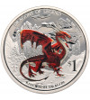 Tuvalu, 1 Dollar 2012, Dragons of Legend - Red Welsh Dragon, 1 oz Silver Colorized BU