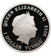 Tuvalu. 1 Dolar 2012, Niedźwiedź polarny, seria Dzikie Zwierzęta w potrzebie (Wildlife in need), kolorowana 1 oz Silver Proof