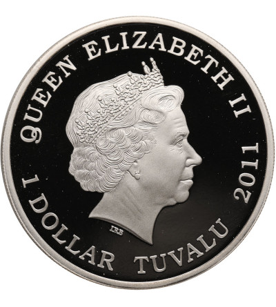 Tuvalu. 1 Dollar 2011, Orangutan, Wildlife in need series, colorized 1 oz Silver Proof