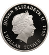 Tuvalu. 1 Dollar 2011, Orangutan, Wildlife in need series, colorized 1 oz Silver Proof