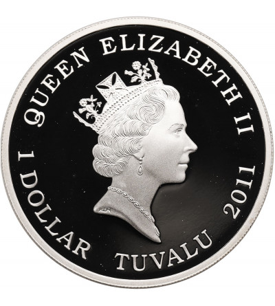 Tuvalu. 1 Dollar 2011, Giant Panda, Wildlife in need series, colorized 1 oz Silver Proof