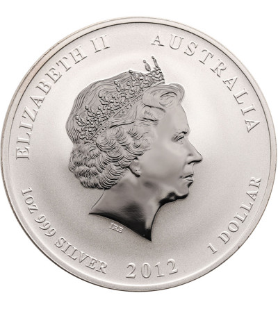 Australia. 1 Dolar 2012, Rok Smoka - pozłacany, 1 oz Ag 999