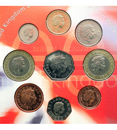 United Kingdom. Official Annual Set of 9 coins 2001