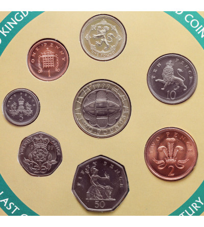 United Kingdom. Official Annual Set of 8 coins 1999, Last coins of the 20th century