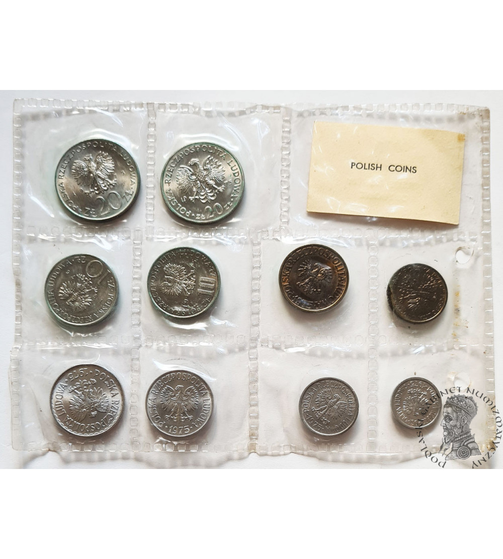 Poland, Peoples Republic. Mint set 1975, Warsaw, full set of 10 pieces, original bank wrapper