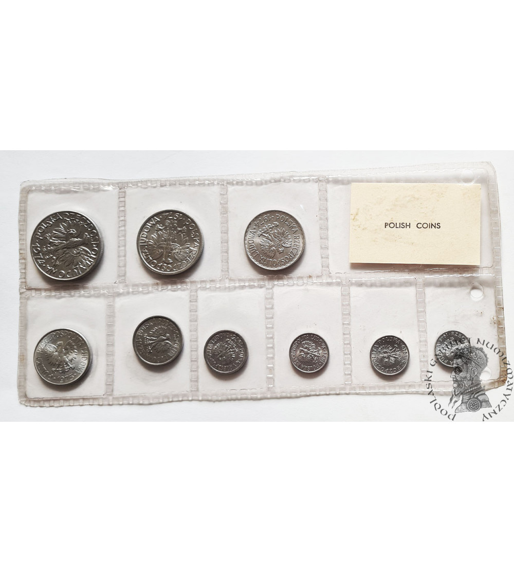 Poland, Peoples Republic. Mint set of aluminium coins 1949-1975, Warsaw, 9 pieces, original bank wrapper
