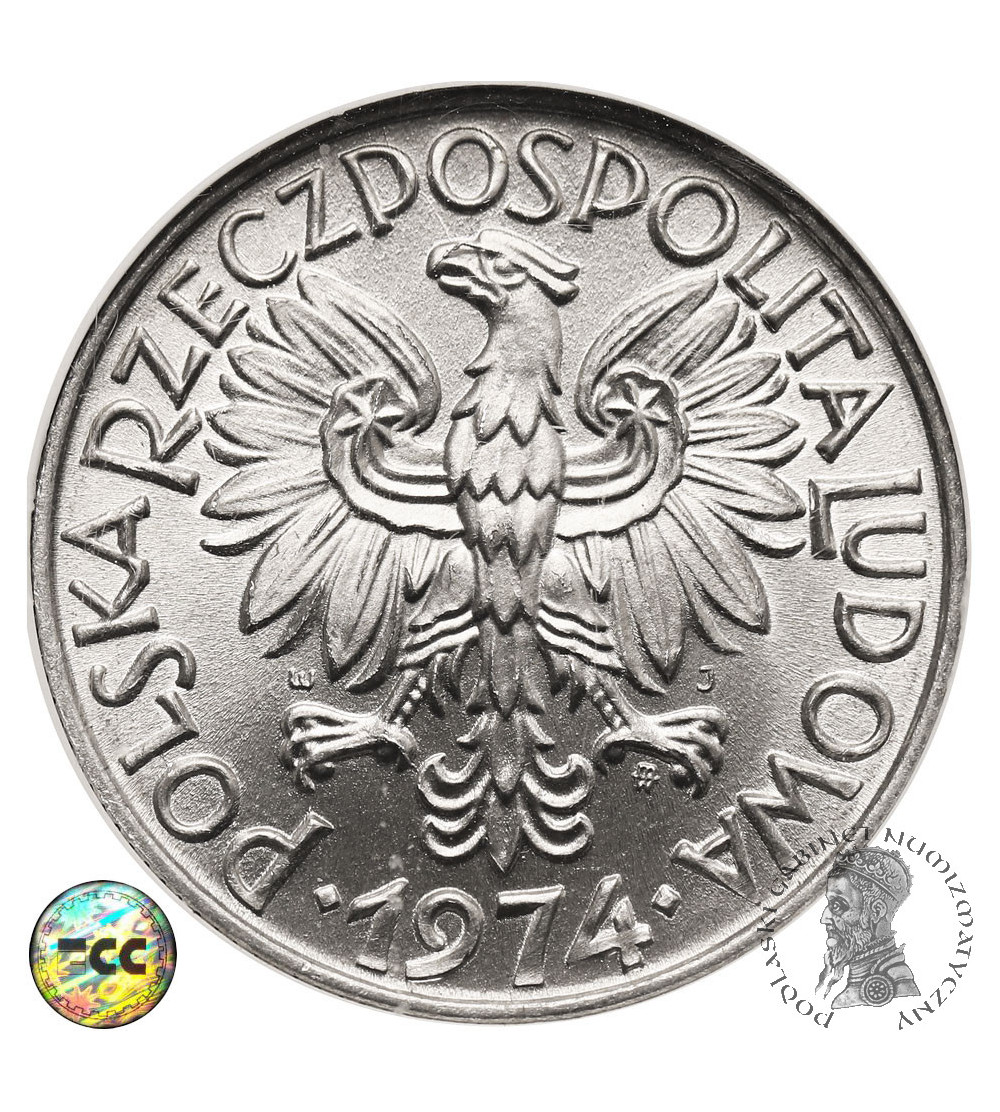 Polska, PRL. 5 złotych 1974, rybak - ECC MS 66