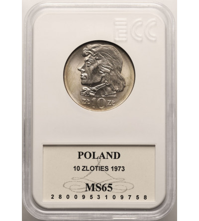 Polska, PRL. 10 złotych 1973, Tadeusz Kościuszko - ECC MS 65 (wybite pękniętym stemplem)
