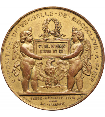 Francja, Paryż. Medal nagrodowy z okazji Wystawy Powszechnej, 1867, przyznany P. H. Hertz Neveu et Cie Francja