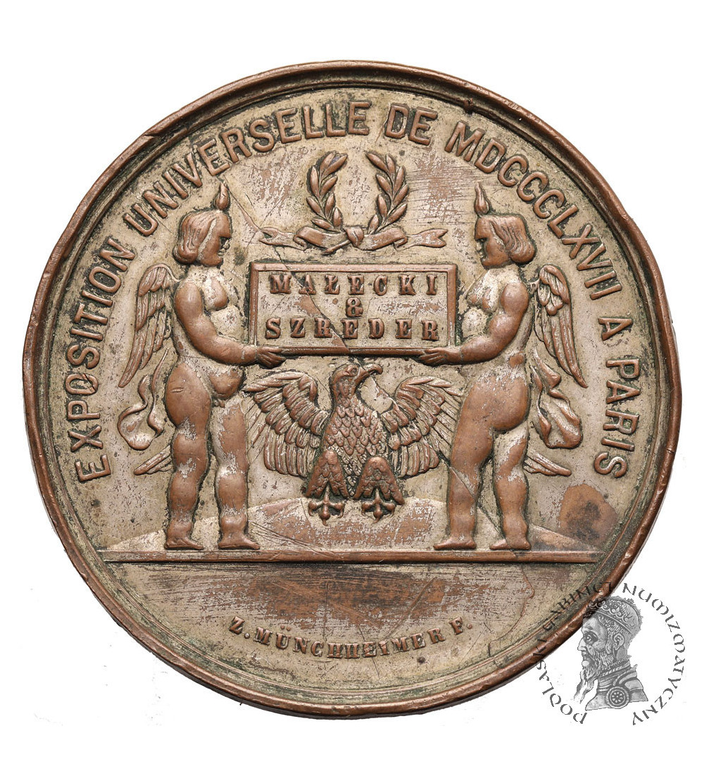 France, Paris. Prize medal on Universal Exhibition, 1867, Małecki & Szreder Piano Manufacturer, Poland