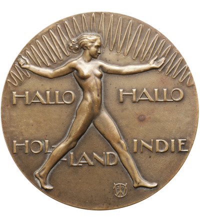 Niderlandy, Voorschoten. Medal 1929, otwarcie łącza radiowo-telefonicznego "Radio Holandia-Indie", Dirk Wolbers